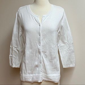 Talbots White Cotton Cardigan